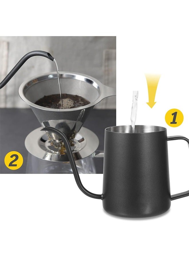 Precision Pour Over Coffee Kettle 350ml Stainless Steel Gooseneck Tea Kettle Black - Image 5