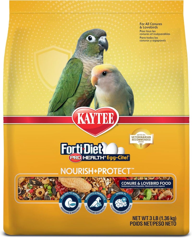 Kaytee Forti-Diet Pro Health Egg-Cite Pet Conure & Lovebird Food, 3 Pound - Image 1