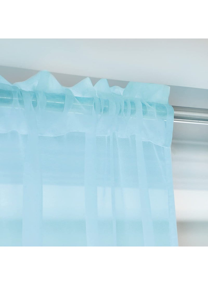 L&TEC Window Lake Blue Sheer Curtains 60 Inches Width 72 Inches Long 2 Panels Sheer Curtains Clear Curtains Basic Rod Pocket Panel for Home Living Room Bedroom Kids Room Yard Patio Parlor Sliding  - Image 4