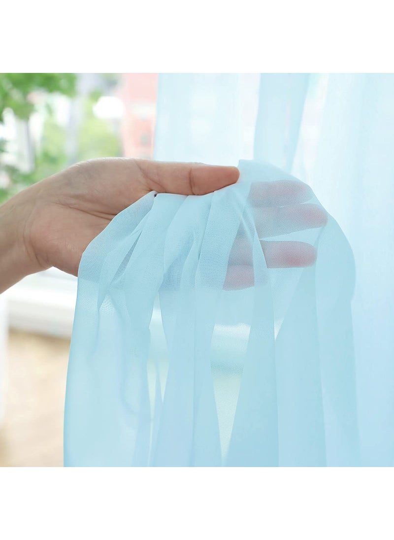 L&TEC Window Lake Blue Sheer Curtains 60 Inches Width 72 Inches Long 2 Panels Sheer Curtains Clear Curtains Basic Rod Pocket Panel for Home Living Room Bedroom Kids Room Yard Patio Parlor Sliding  - Image 3