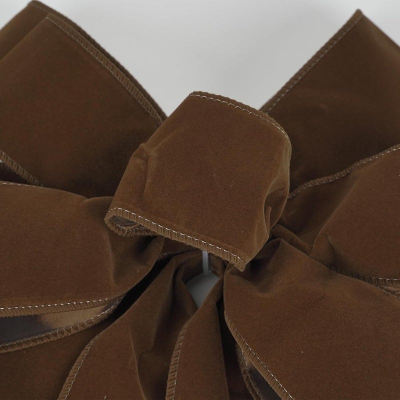 LiBongTa 13" Brown Velvet Christmas Tree Topper Bow, Premade, 13" x 20" - Image 4