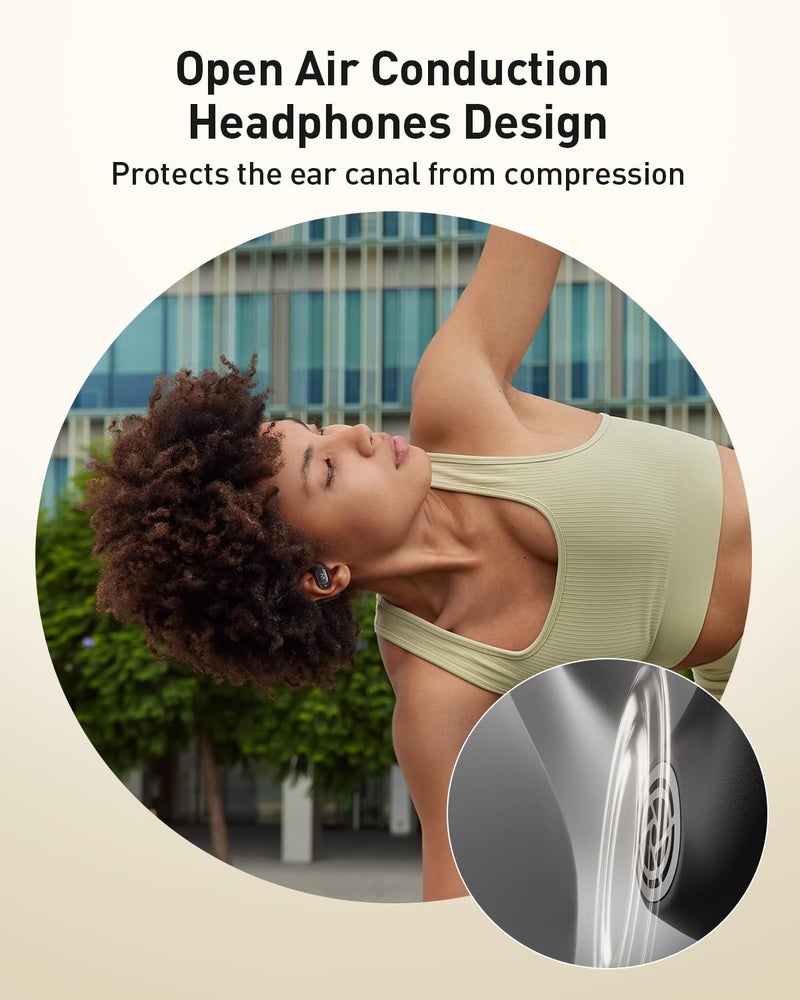 iWALK Open-Ear Headphones, True Wireless Headphones Bluetooth 5.4 Light Earbuds, Ultra Comfort Earhooks, 35H Playtimes, Clear Calls, Air Conduction Stereo Sound with 15mm Drivers for Workouts (Black) - Image 4