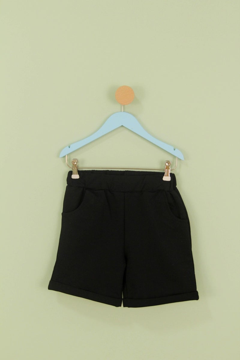 Perendi Basic Boy Double Bermuda Shorts Black Orange  - Image 2