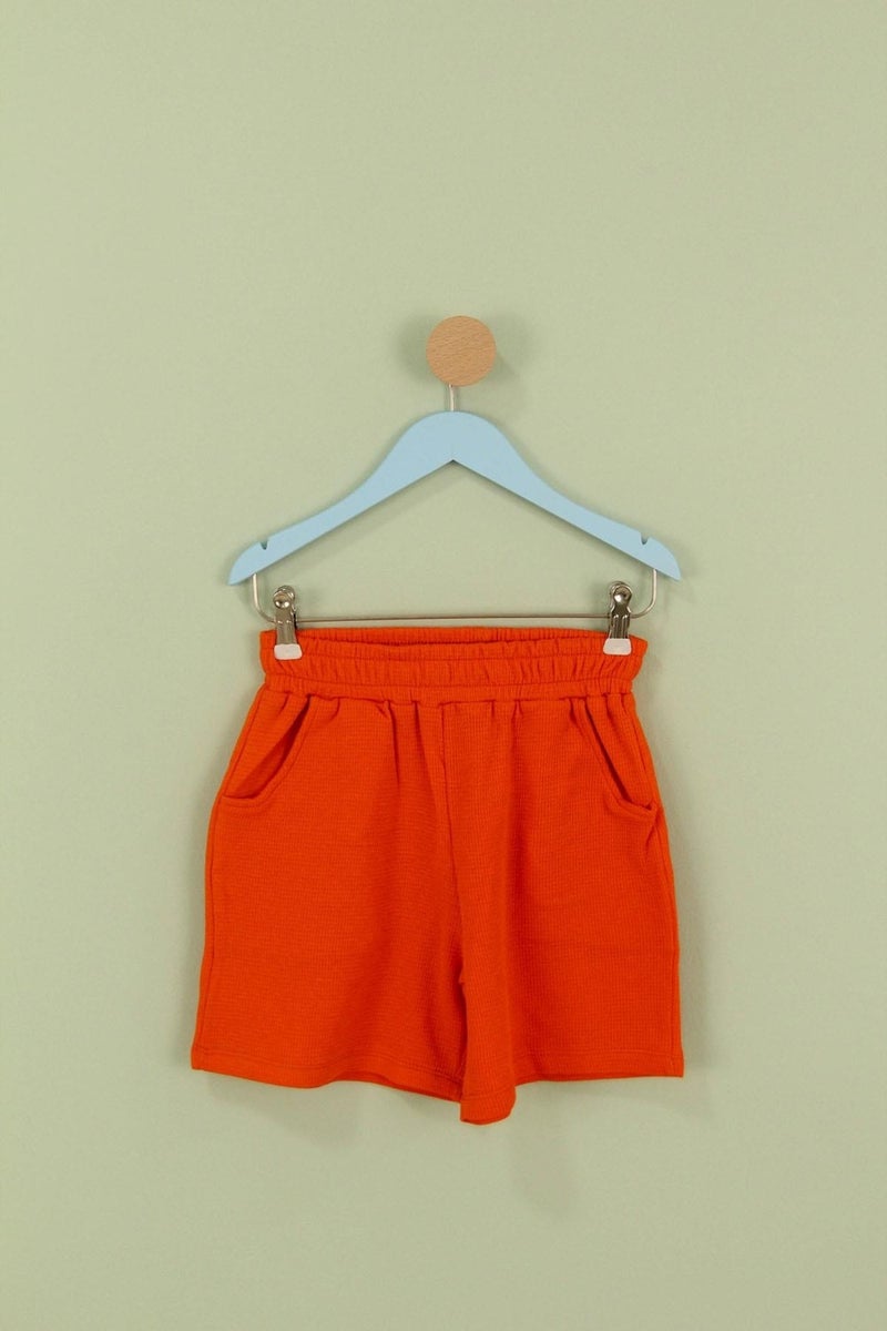 Perendi Basic Boy Double Bermuda Shorts Black Orange  - Image 3