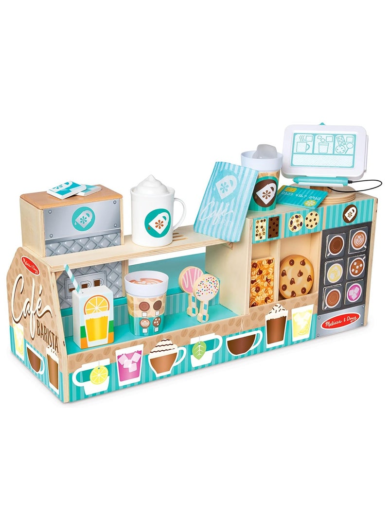 Melissa & Doug Wooden Café Barista Coffee Shop (35 Pieces) - Childs Toy Coffee Shop, Pretend Play Kitchen Sets For Kids Ages 3+ - FSC-Certified Materials - Image 1