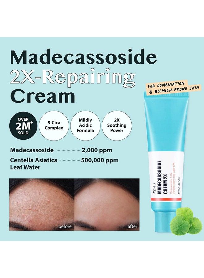 A'Pieu Madecassoside 2X Cream (1.69 Fl Oz) For Combination And Blemishprone Skin Helps Soothe Dryness Sun Damage Even Dark Spots Centella Asiatica Asiaticoside Asiatic Acid - Image 3