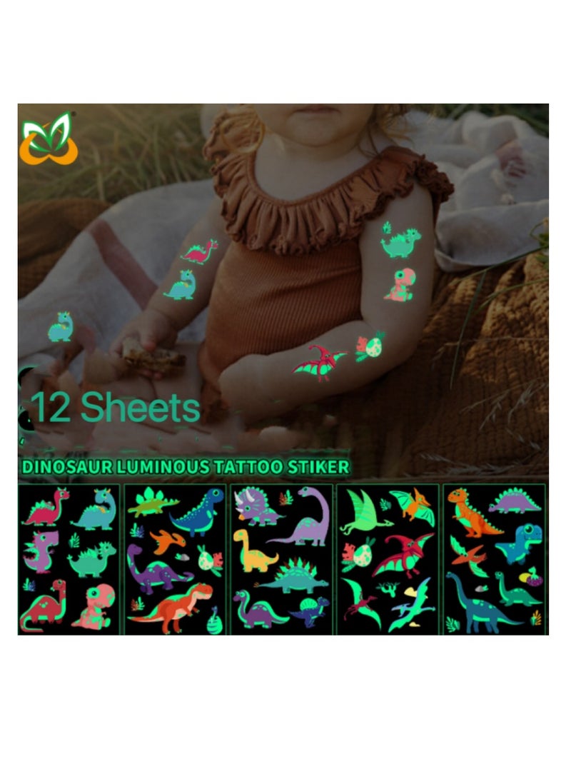 OASIS-TH Dinosaur Temporary Tattoos, Boys Tattoos Waterproof Fake Tattoos Dinosaur Cartoon Tattoo Stickers for Children 12 Sheets - Image 1