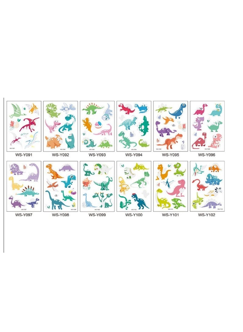 OASIS-TH Dinosaur Temporary Tattoos, Boys Tattoos Waterproof Fake Tattoos Dinosaur Cartoon Tattoo Stickers for Children 12 Sheets - Image 3