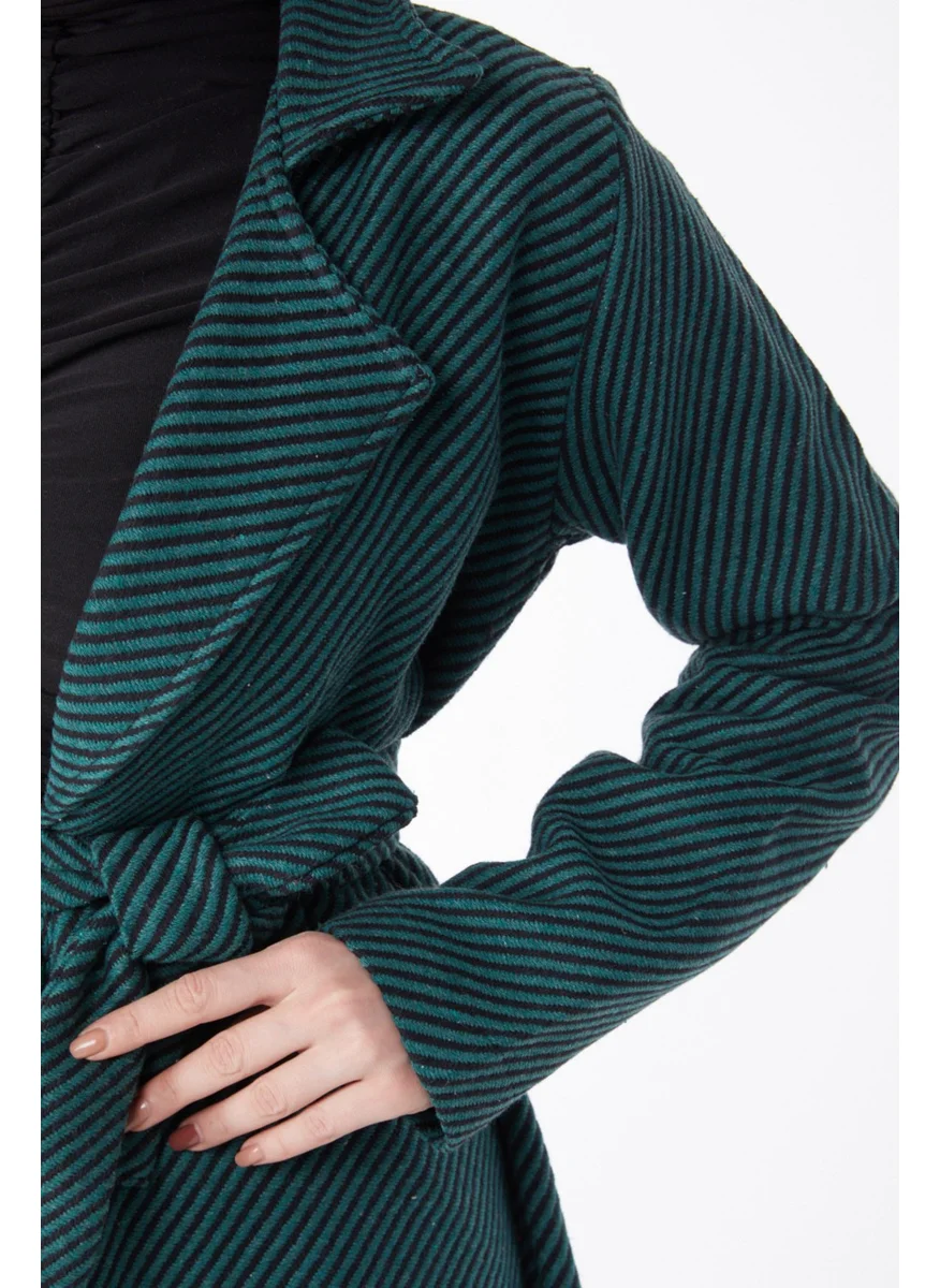 Tofisa 13115-ZUMRUT Belted Cashmere Coat
