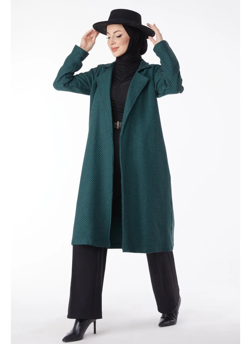 Tofisa 13115-ZUMRUT Belted Cashmere Coat