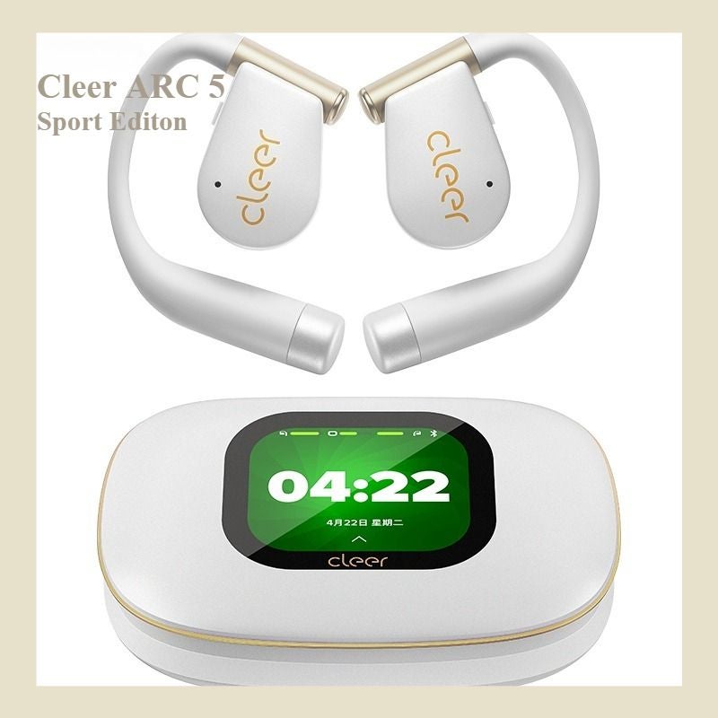 Cleer ARC 5 Open-Ear Smart AI Sports Running Headphones, Bluetooth with Touch Screen Dbe4.0 Amoled, 60H Battery, White - Image 1