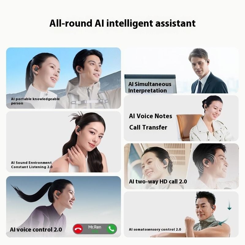 Cleer ARC 5 Open-Ear Smart AI Sports Running Headphones, Bluetooth with Touch Screen Dbe4.0 Amoled, 60H Battery, White - Image 3