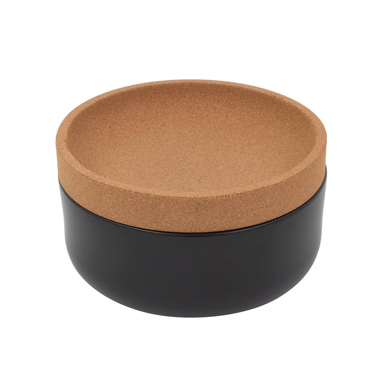 Kamenstein Ceramic and Cork Large Breathable Produce Bowl with Lid to Naturally Extend Produce Freshness Natural Cork and Black Ceramic