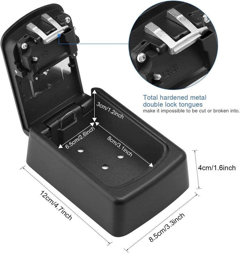 oddpod ™ Combination Key Safe/Key Safe Lock Box Outdoor Storage Box with Code Combination Password Security Lock CH-801 (Black) - Image 5