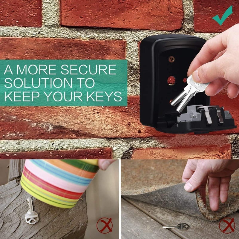 oddpod ™ Combination Key Safe/Key Safe Lock Box Outdoor Storage Box with Code Combination Password Security Lock CH-801 (Black) - Image 2