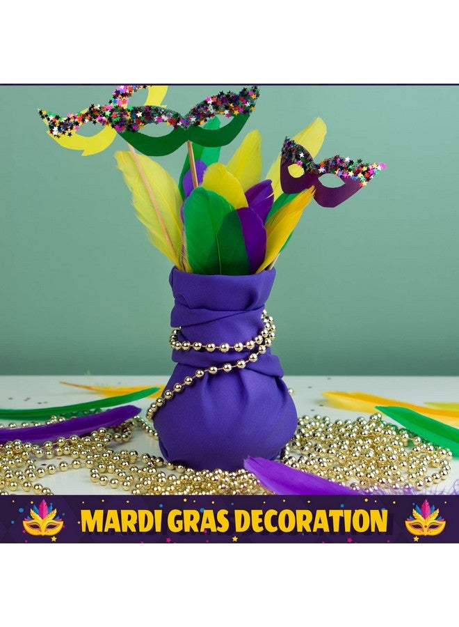سندير 450 قطعة من ريش ماردي غرا، ريش ملون للحرف اليدوية، لوازم ماردي غرا، مقاس 5.7 بوصة، ريش ذهبي أخضر أرجواني، ريش ملون بالجملة لقناع ماردي غرا، ديكورات الحفلات، زي الكرنفال - Image 3