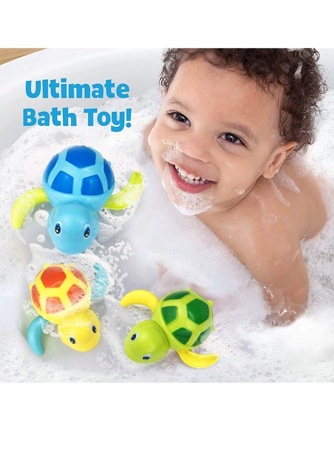 Bath Toys for Toddlers 1 2 3 4 5 Years Old,Pool Toys for Kids,Baby Funny Wind Up Swimming Turtle Bath Toy,Cute Floating Bathtub Water Toys,Gift for Preschool Child Boys Girls (3 Pcs) - Image 2
