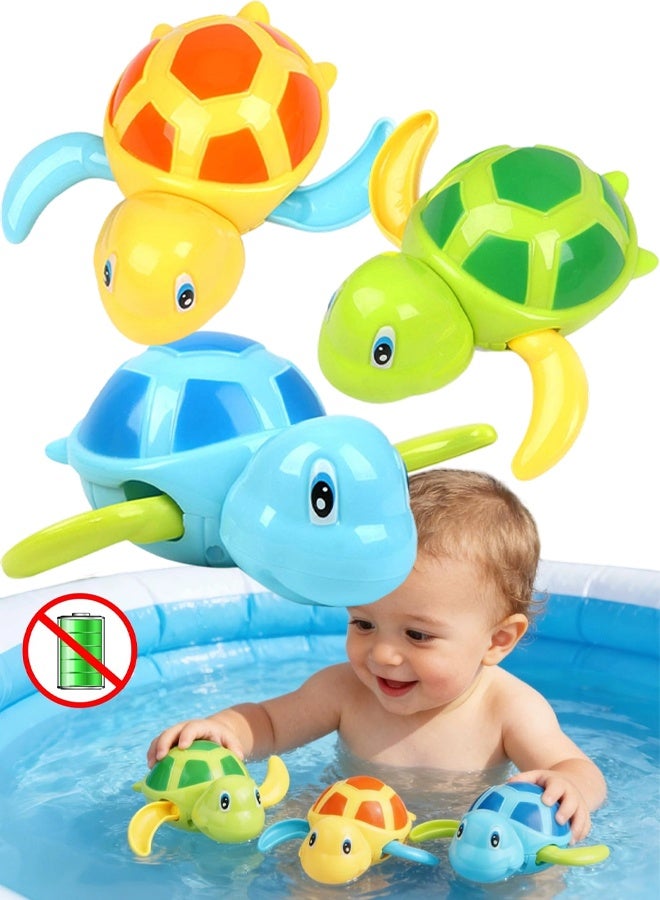 Bath Toys for Toddlers 1 2 3 4 5 Years Old,Pool Toys for Kids,Baby Funny Wind Up Swimming Turtle Bath Toy,Cute Floating Bathtub Water Toys,Gift for Preschool Child Boys Girls (3 Pcs) - Image 1