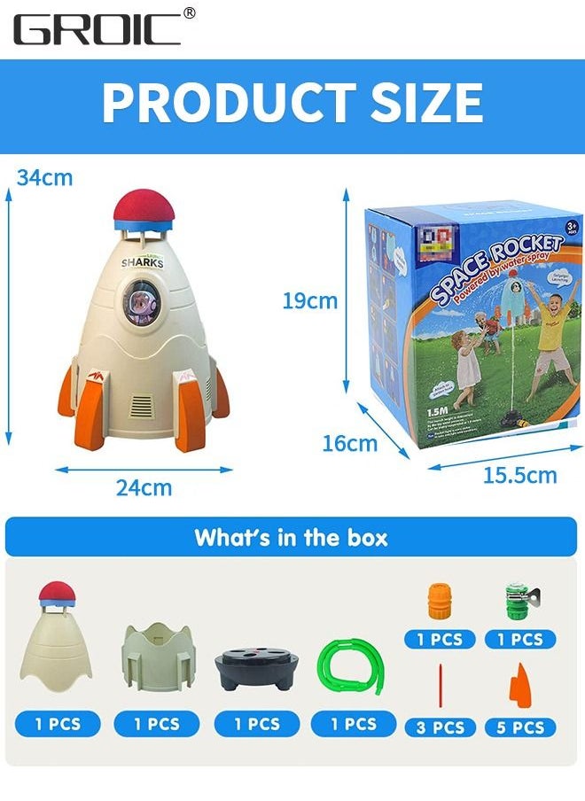 GROIC - Rocket Toy Water Rocket Discovery Toy, Outdoor Yard Sprinkler Toy Rocket Sprinkler Summer Toy, Rocket Launcher Kit, Learning and Childhood Development Toy STEM Educational Water Toys - Image 1