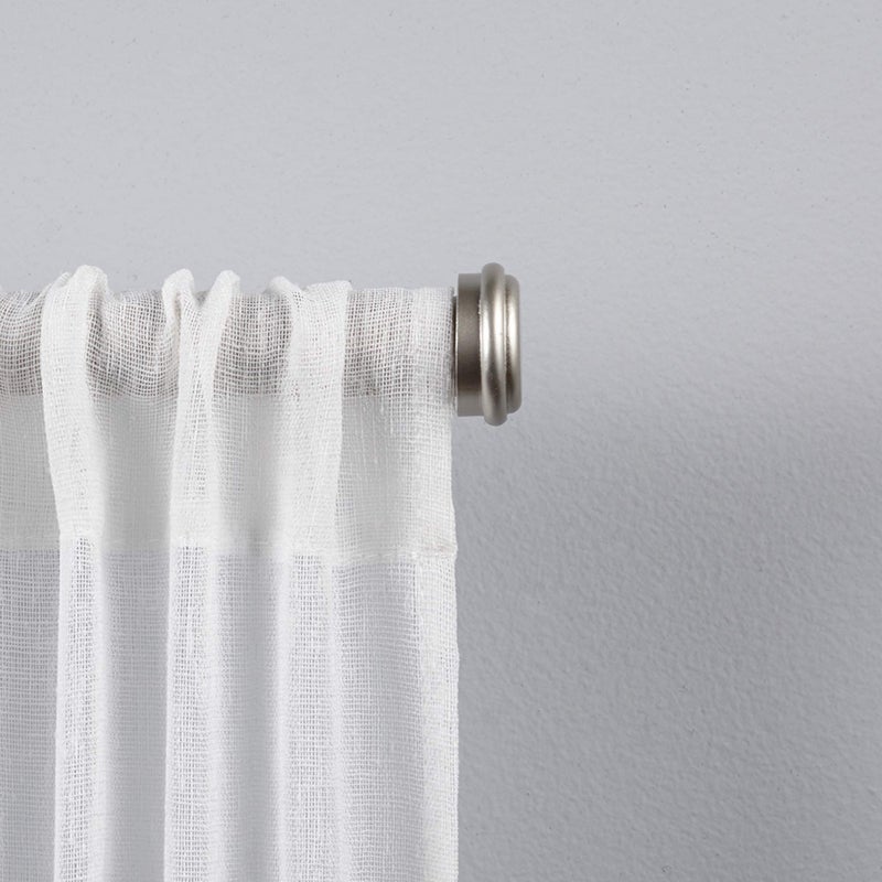 EXCLUSIVE HOME Topper 1 Curtain Rod and Coordinating Finial Set Matte Silver Adjustable 3672