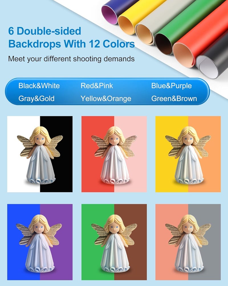 PULUZ Mini Photo Studio Light Box, Photo Shooting Tent kit, Portable Folding Photography Light Tent with CRI >95 104pcs LED Light & 6 Kinds Double-Sided Color Backgrounds for Small Size Products - Image 4