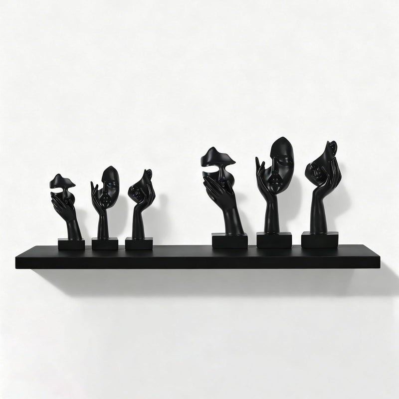 oliruim 3 Pcs Thinker Large Statue Set - Black Art Abstract Home Accent Figurines for Living Room, Bedroom, Shelves, Office Desktop, Coffee Table Decor, Gift for Women (3 Pcs Black, 9") - Image 2