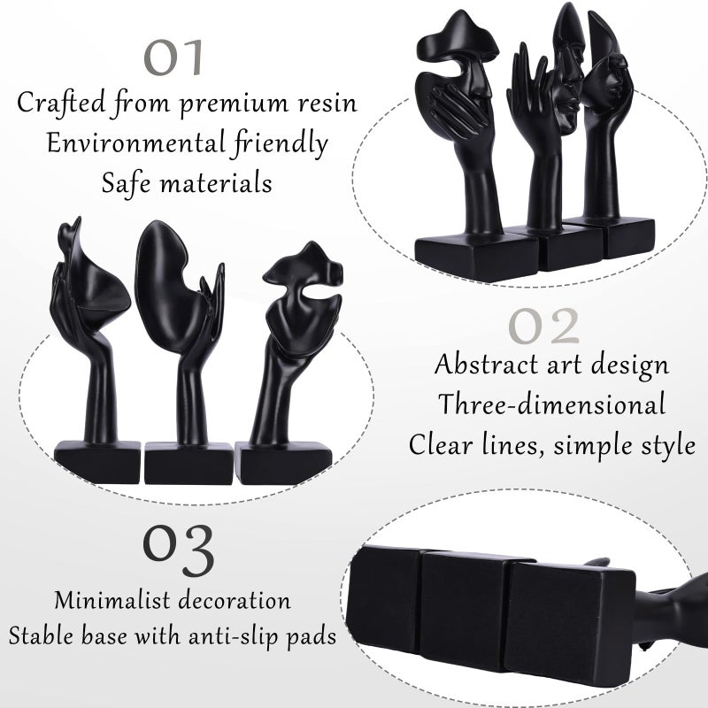oliruim 3 Pcs Thinker Large Statue Set - Black Art Abstract Home Accent Figurines for Living Room, Bedroom, Shelves, Office Desktop, Coffee Table Decor, Gift for Women (3 Pcs Black, 9") - Image 5