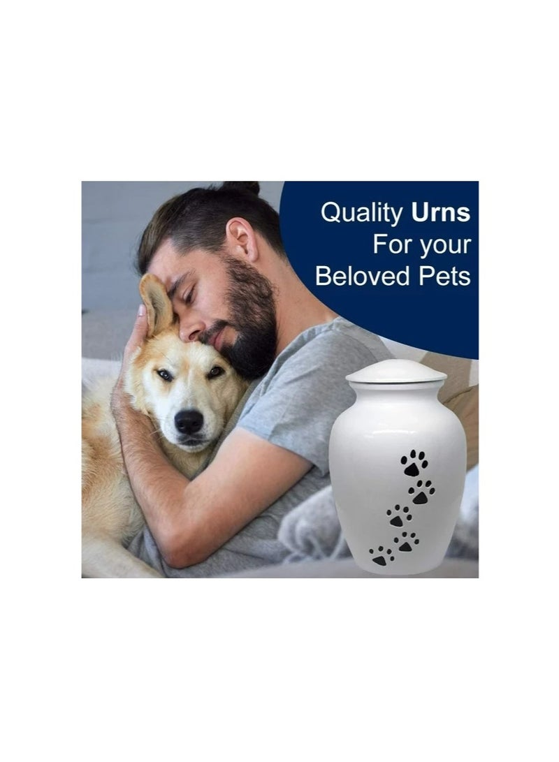 Generic Memorial Pet Cremation Urns for Dogs and Cats Ashes, Paws Engraved Pet Urn, Dog Keepsake Urns for Ashes-Large- white  - Image 1