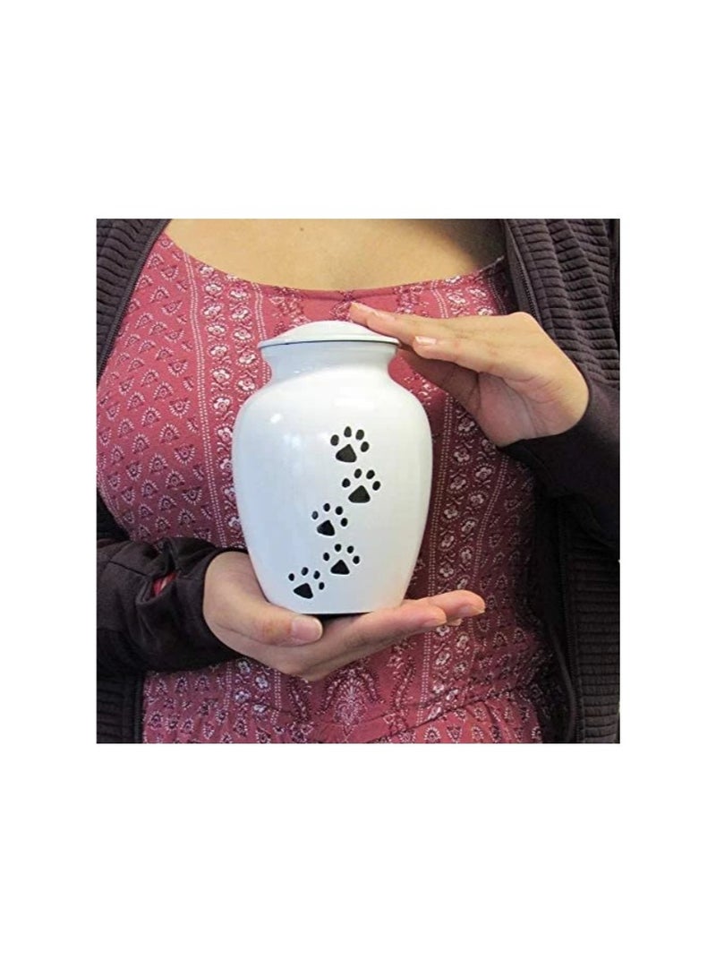 Generic Memorial Pet Cremation Urns for Dogs and Cats Ashes, Paws Engraved Pet Urn, Dog Keepsake Urns for Ashes-Large- white  - Image 2