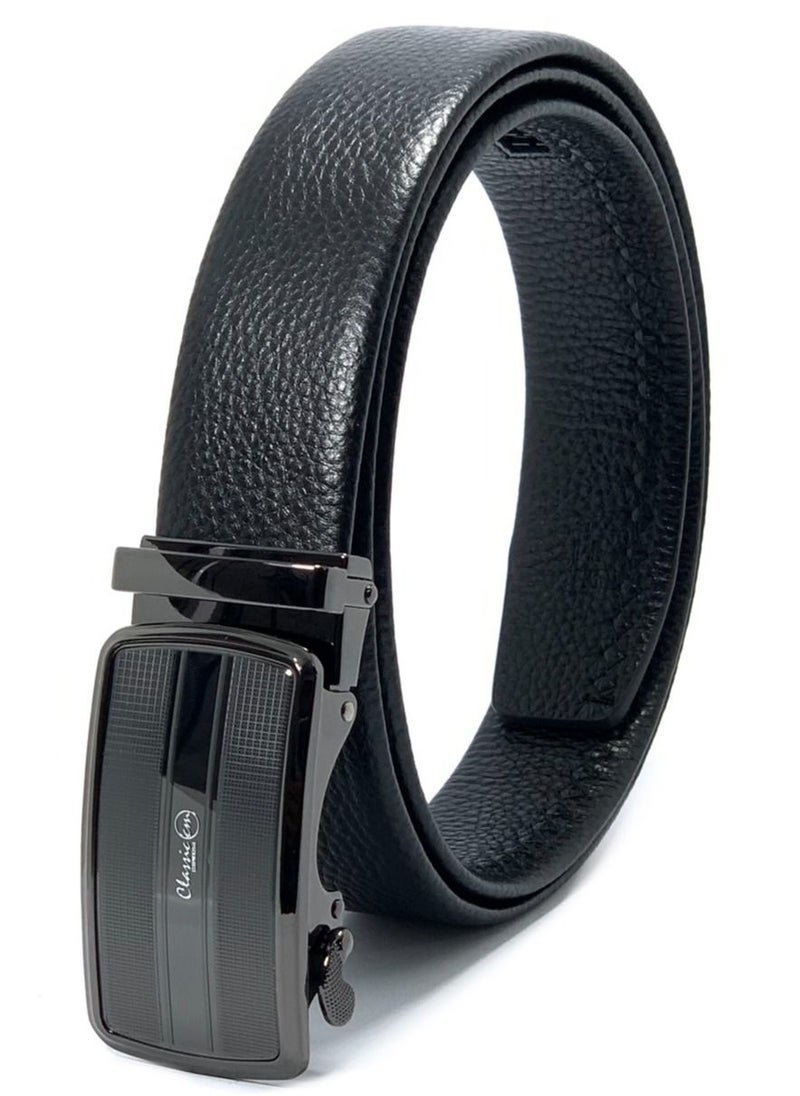 Classic Milano Classic Milano Men’s Leather Belt for men Fashion Belt Ratchet Dress Belts for men with Automatic Click Buckle for Mens Belt Enclosed in an Elegant Gift Box ALTHQ-3705-3 (Black) by Milano Leather  - Image 2