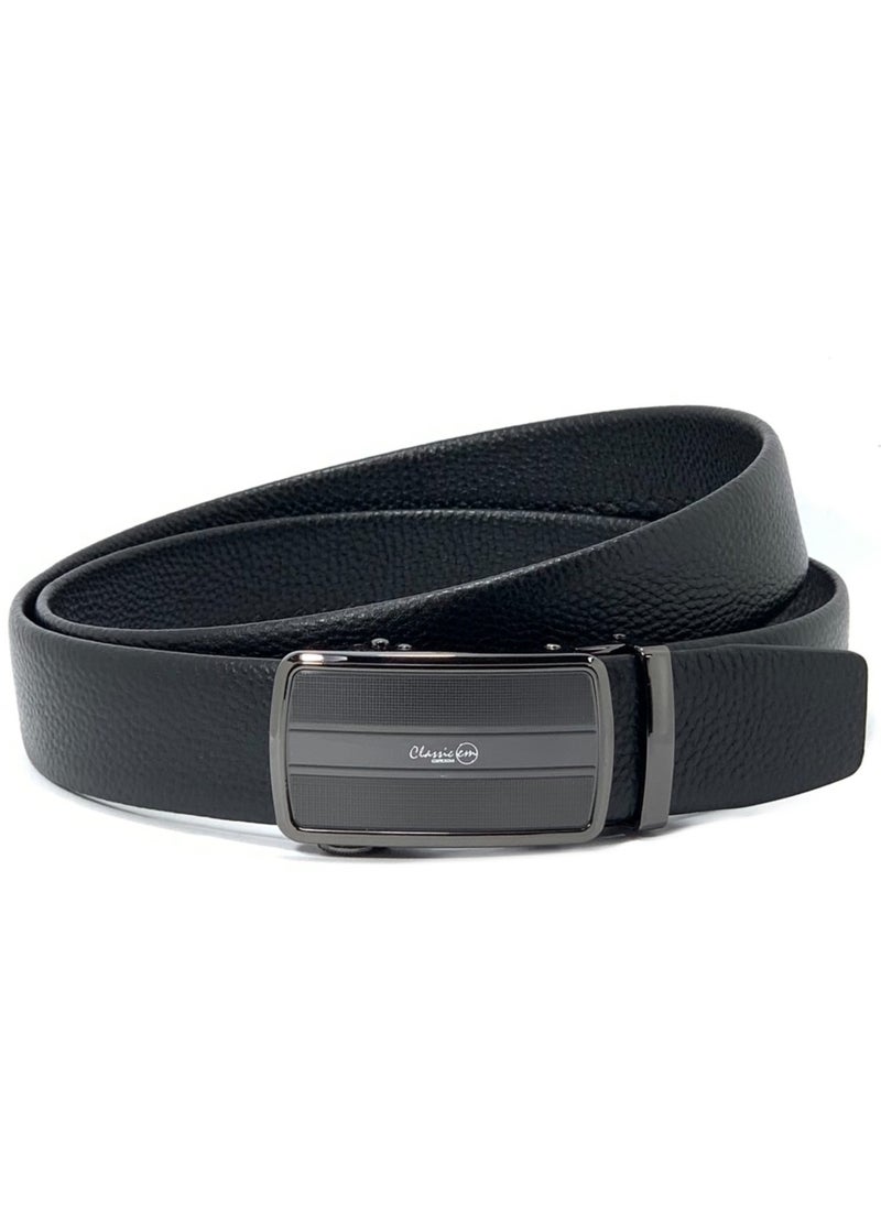 Classic Milano Classic Milano Men’s Leather Belt for men Fashion Belt Ratchet Dress Belts for men with Automatic Click Buckle for Mens Belt Enclosed in an Elegant Gift Box ALTHQ-3705-3 (Black) by Milano Leather  - Image 1