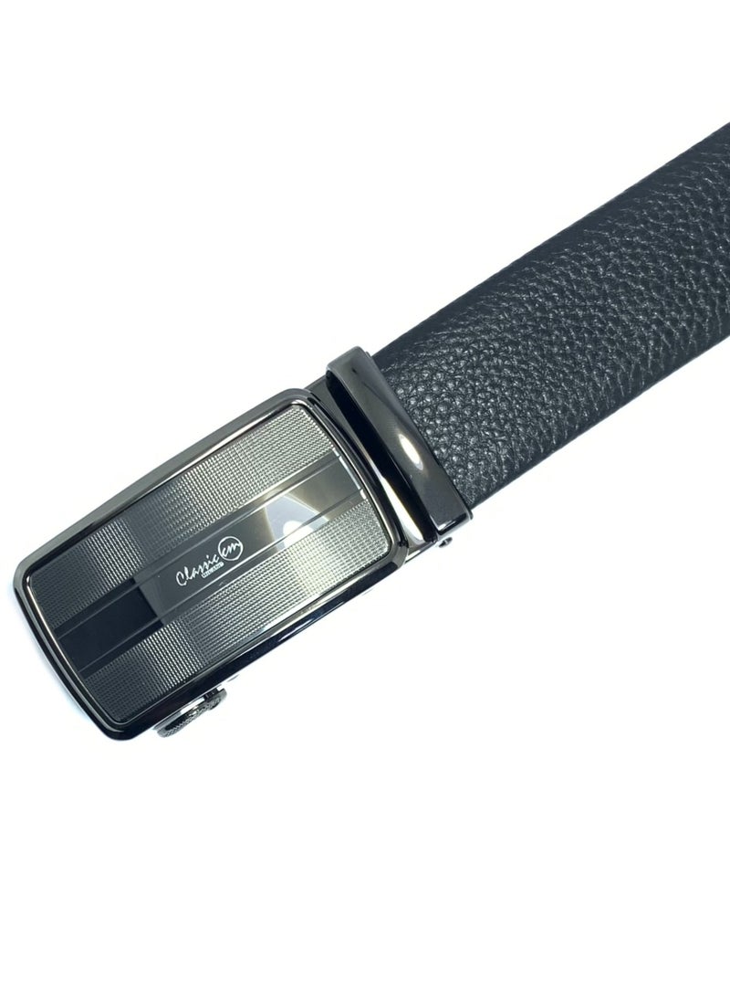 Classic Milano Classic Milano Men’s Leather Belt for men Fashion Belt Ratchet Dress Belts for men with Automatic Click Buckle for Mens Belt Enclosed in an Elegant Gift Box ALTHQ-3705-3 (Black) by Milano Leather  - Image 4