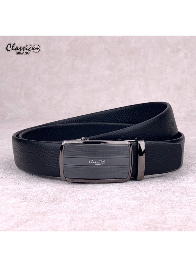 Classic Milano Men’s Leather Belt for men Fashion Belt Ratchet Dress Belts for men with Automatic Click Buckle for Mens Belt Enclosed in an Elegant Gift Box ALTHQ-3705-3 (Black) by Milano Leather - Image 1