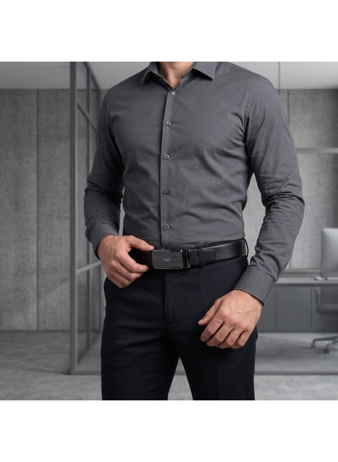 Classic Milano Men’s Leather Belt for men Fashion Belt Ratchet Dress Belts for men with Automatic Click Buckle for Mens Belt Enclosed in an Elegant Gift Box ALTHQ-3705-3 (Black) by Milano Leather - Image 3