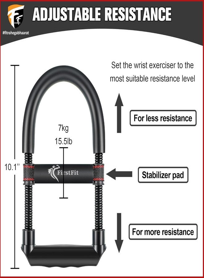 FirstFit Carbon Steel Adjustable Forearm Strengthener Wrist Exerciser Equipment for Upper Arm Workout and Strength Training, Forearm Hand Strengtheners Fitness Equipment (Black) - Image 5