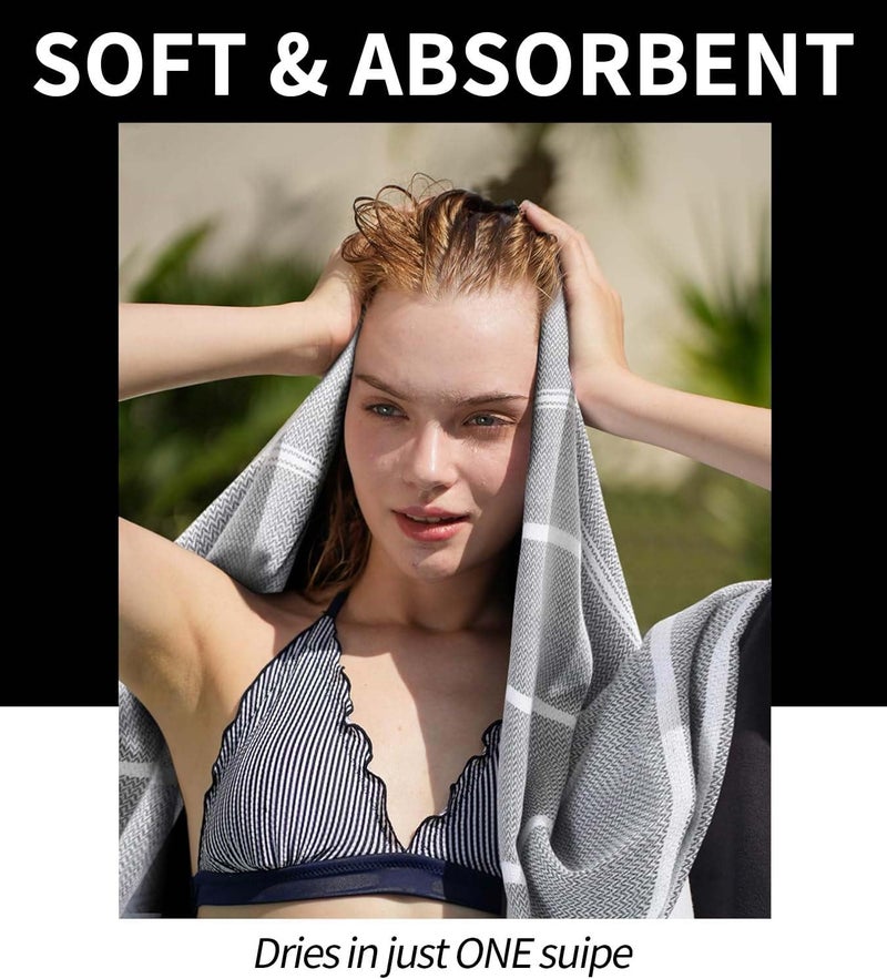 180x180 cm Oversized Beach Towel - Lightweight Cotton Quick Dry Towel for Beach, Bath, Pool, Gym, and Yoga - Image 2
