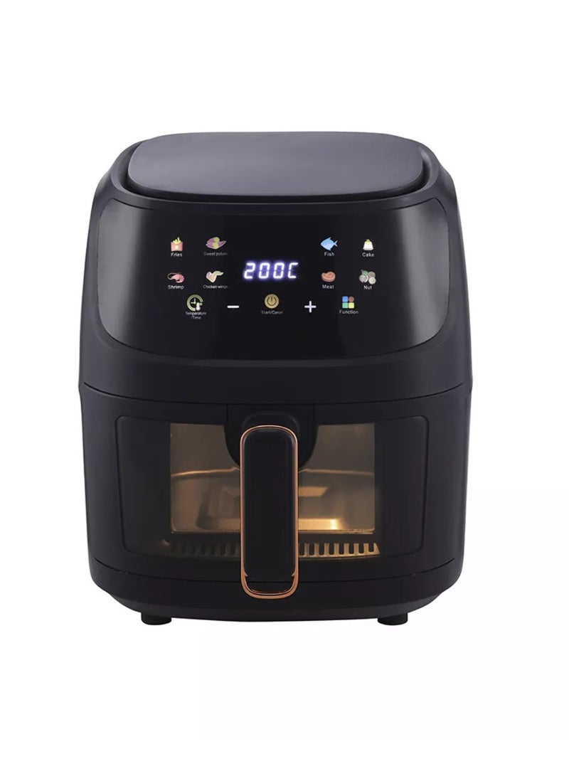 DIGI CORE Air Fryer 6L Capacity With Clear Window & Internal Light Air Fryer 10-in-1 Digital Air Fryer Roast, Bake, Broil, Dehydrate Reheat, Visual Cooking Window Quick & Easy Meals Food Warmer Black - Image 1