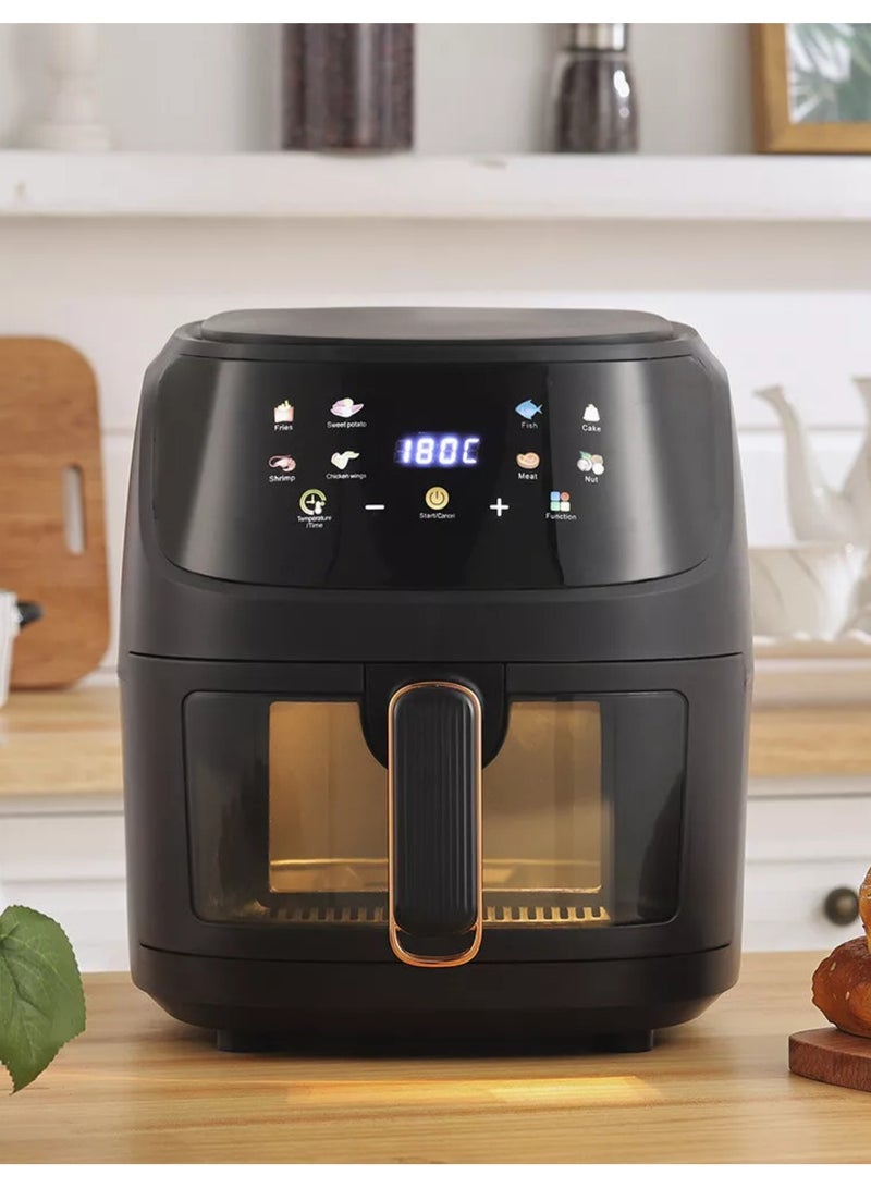 DIGI CORE Air Fryer 6L Capacity With Clear Window & Internal Light Air Fryer 10-in-1 Digital Air Fryer Roast, Bake, Broil, Dehydrate Reheat, Visual Cooking Window Quick & Easy Meals Food Warmer Black - Image 2