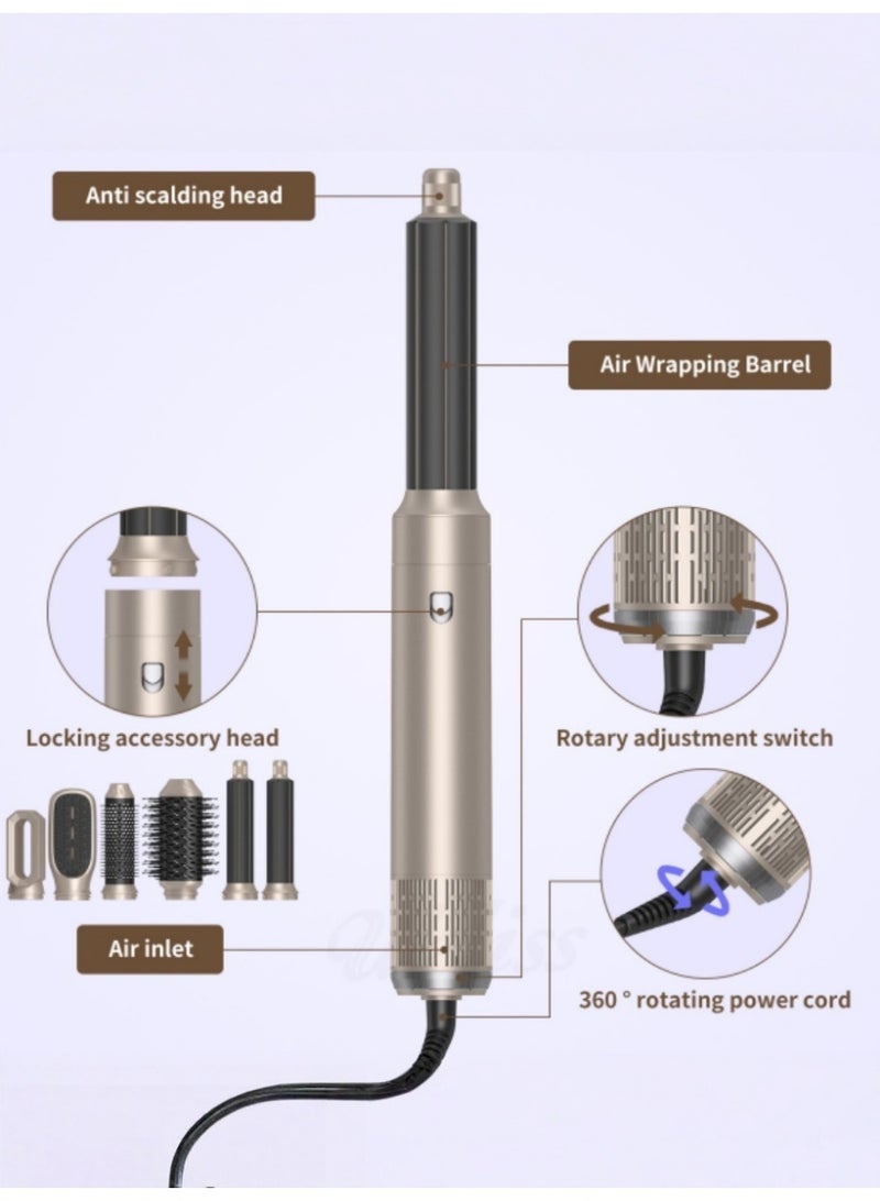 كلارا بارسون مجموعة أدوات تصفيف شعر 6 في 1 متعددة الوظائف احترافية مع فرشاة هواء ساخن ومكواة تجعيد ومستقيم وتقنية أيونية 1000 واط - Image 3