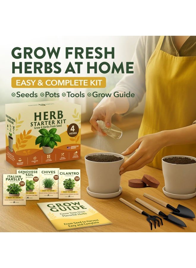 HOME GROWN طقم زراعة الأعشاب الداخلية – هدية عيد الميلاد الفريدة للبالغين، الرجال، والنساء - ازرع 4 بذور أعشاب عتيقة على نافذة المطبخ – هدية حرفية وهواية للبدء لمحبي النباتات - Image 5