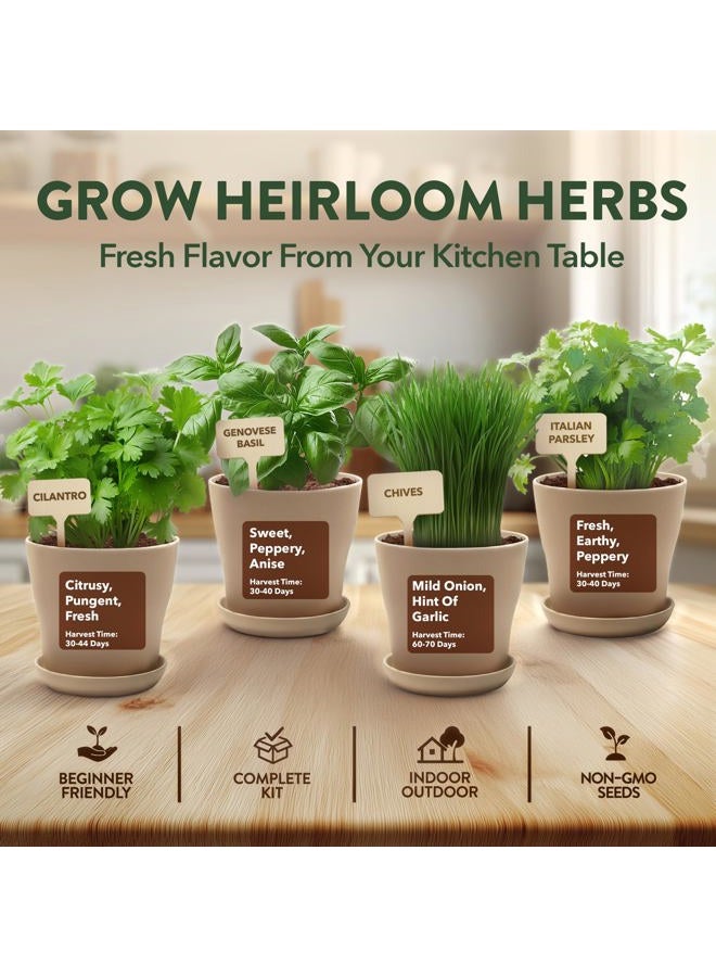 HOME GROWN طقم زراعة الأعشاب الداخلية – هدية عيد الميلاد الفريدة للبالغين، الرجال، والنساء - ازرع 4 بذور أعشاب عتيقة على نافذة المطبخ – هدية حرفية وهواية للبدء لمحبي النباتات - Image 3