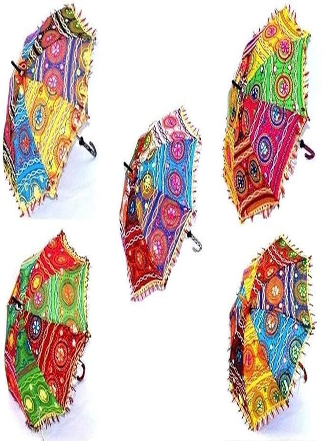 EXEMARTZ Umbrella For Decoration in Weddings, Navratri, Traditional Festivals | Handmade Embroidery Ethnic Parasol | for Sun Protection, Garba in Navratri | Event Photo Backdrop (Pack of 2) - Image 1
