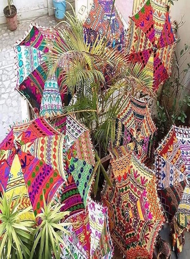 EXEMARTZ Umbrella For Decoration in Weddings, Navratri, Traditional Festivals | Handmade Embroidery Ethnic Parasol | for Sun Protection, Garba in Navratri | Event Photo Backdrop (Pack of 2) - Image 5