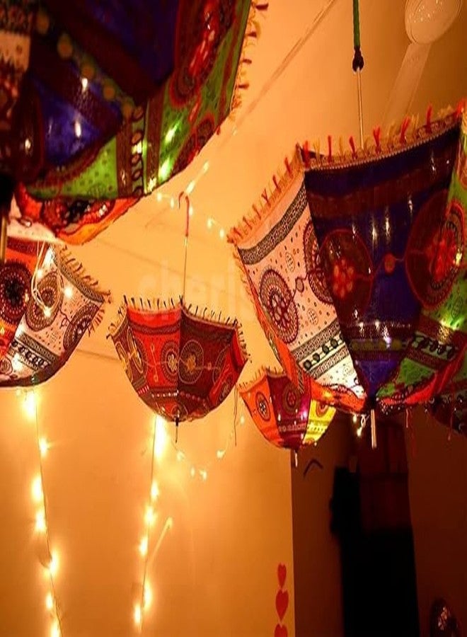 EXEMARTZ Umbrella For Decoration in Weddings, Navratri, Traditional Festivals | Handmade Embroidery Ethnic Parasol | for Sun Protection, Garba in Navratri | Event Photo Backdrop (Pack of 2) - Image 4