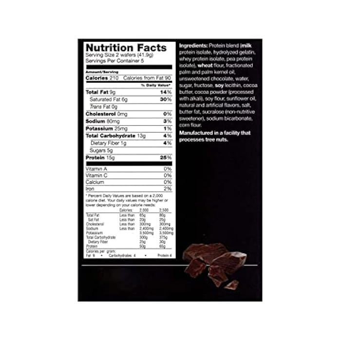 PROTIFIT - High Protein Wafer Bar, 15g Protein, Low Calorie, Low Carb, Low Fat, Trans Fat Free, Cholesterol Free, Ideal Protein Compatible, 5 Servings Per Box (Chocolate) - Image 2