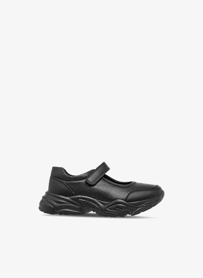 Flora Bella By Shoexpress Textured Mary Jane School Shoes With Hook And Loop Closure - Image 1