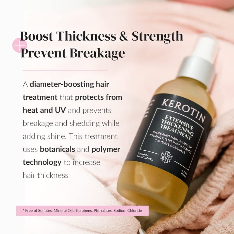 Kerotin Hair Thickening Spray with Keratin for Fine & Thin Hair Growth in Women, Heat Protectant, Repair Mist for Volume, Body & Shine, Diameter Booster, Natural, Sulfate & Cruelty Free, Made in USA - Image 2