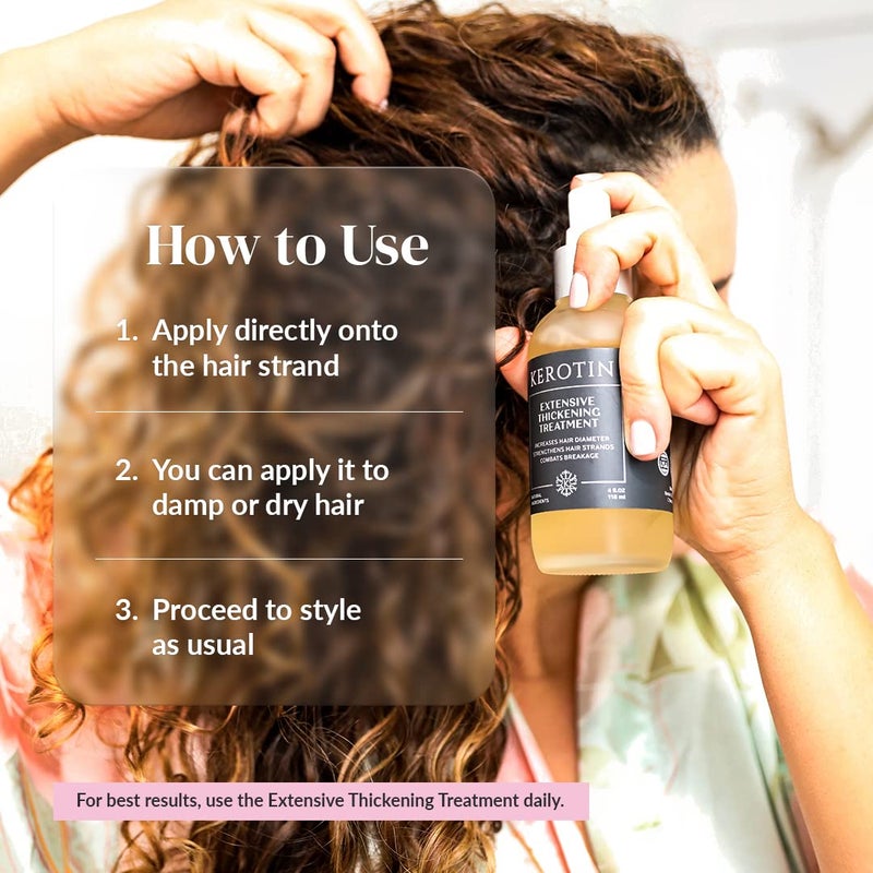 Kerotin Hair Thickening Spray with Keratin for Fine & Thin Hair Growth in Women, Heat Protectant, Repair Mist for Volume, Body & Shine, Diameter Booster, Natural, Sulfate & Cruelty Free, Made in USA - Image 5