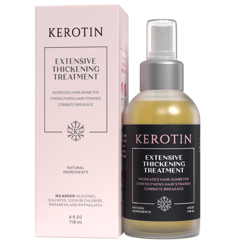 Kerotin Hair Thickening Spray with Keratin for Fine & Thin Hair Growth in Women, Heat Protectant, Repair Mist for Volume, Body & Shine, Diameter Booster, Natural, Sulfate & Cruelty Free, Made in USA - Image 1