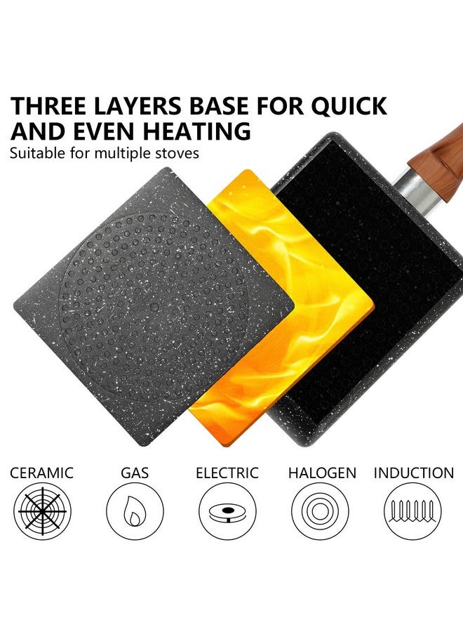 ESLITE LIFE ESLITE LIFE 7”x 6” Japanese Omelette Pan Nonstick Tamagoyaki Egg Pan Rectangle Egg Frying Pan, PFOA & PTFEs Free  - Image 4